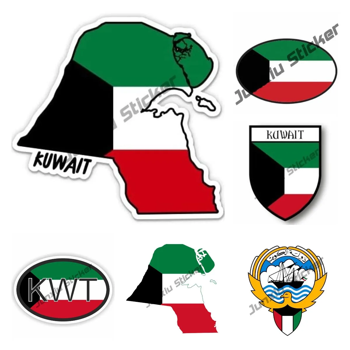 Car Accessories Kuwait - Kuwait Map with Flag Vinyl Sticker